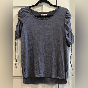NWT Max Studio Cinched Sleeve Tie Top in Denim Blue - Size S